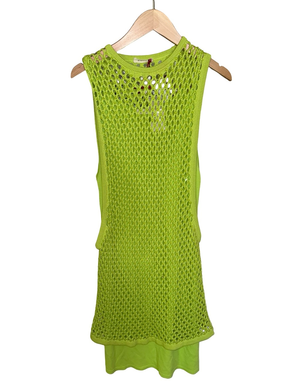 Diotima Grenada Beaded Mesh Stitch Sweater Dress lime NWT